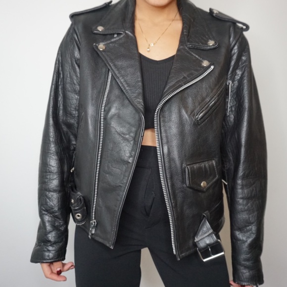 Vintage heavy duty leather moto jacket - Picture 2 of 4